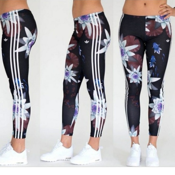 Adidas Pants Nwt Lotus Legging M Embroidered Logo Poshmark